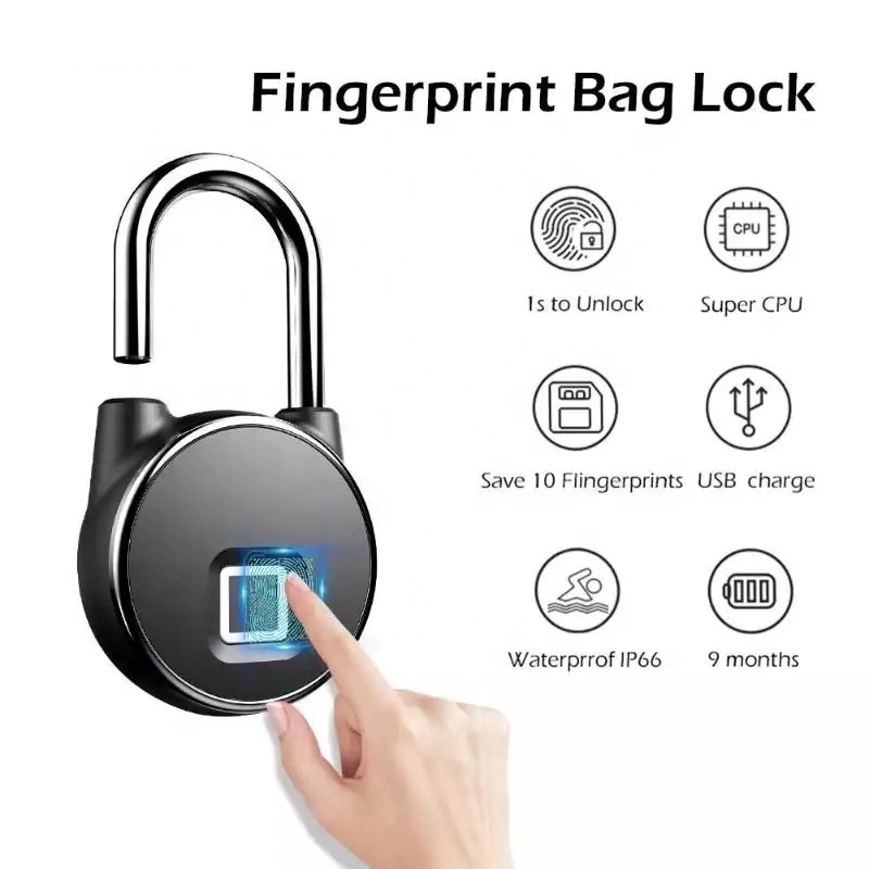 High Quality Anti Theft Fingerprint  For Bike Gym Office Closet Backpack lock Waterproof Smart Fingerprint wireless APP lock