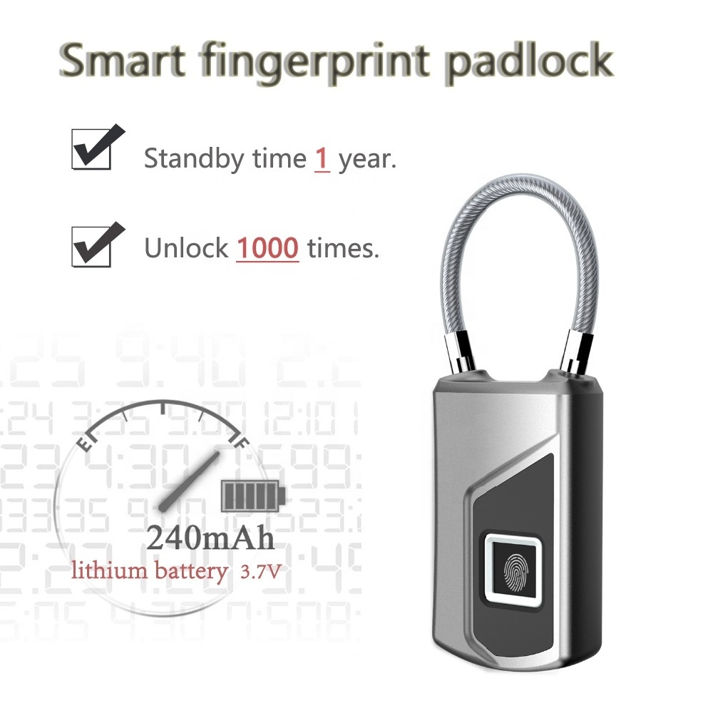 Rechargeable Smart Lock Keyless Fingerprint Lock wireless Ios Android APP Control Security Padlock  Luggage Case Lock