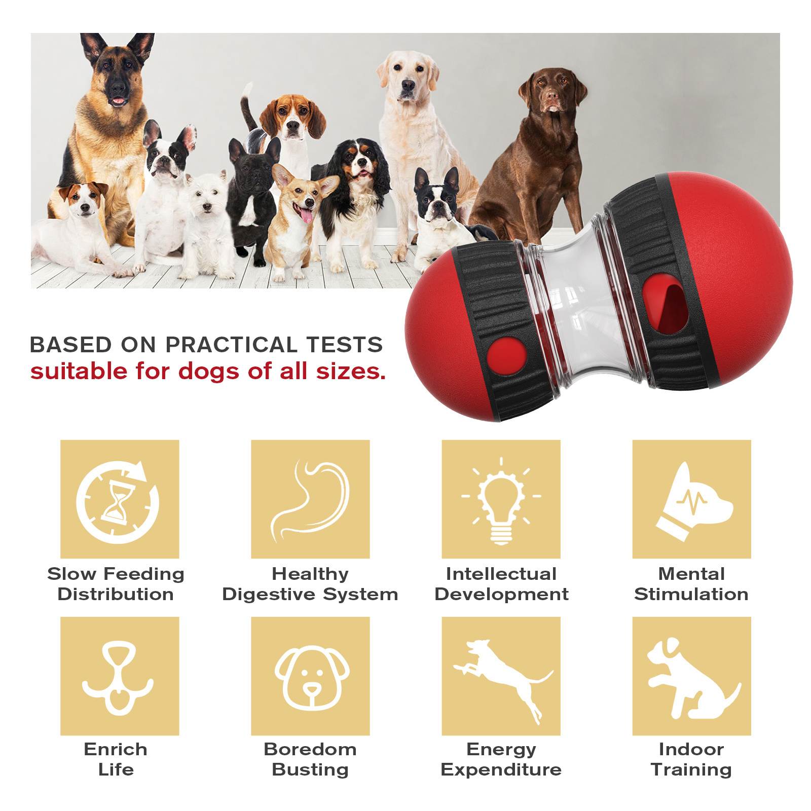 Smart Dog Products Pet Toy Novelties 2024 Dog Food Dispenser to Improves Smart Pet Digestion Treat Dispensing Dog Puzzle Toys