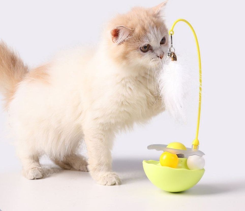 Feathers Teasing Pet Toy Egg Tumbler Stick Funny Removable Combination Supplies Funny Turntable Ball Cat Toys