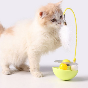 Feathers Teasing Pet Toy Egg Tumbler Stick Funny Removable Combination Supplies Funny Turntable Ball Cat Toys