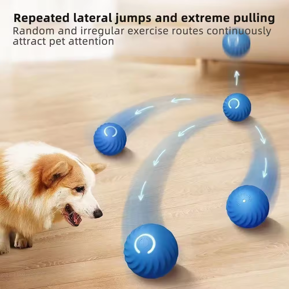 USB Automatic Round Toy Balls Smart Dog Moving Bouncing Jumping Dog Ball Interactive Pet Small Dog Toy Active Rolling Ball