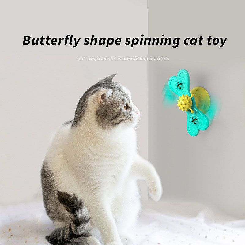 Butterfly Spinning Windmill Cat Turntable Toys Teeth Tooth Grinding Chew Interactive Cat Toy