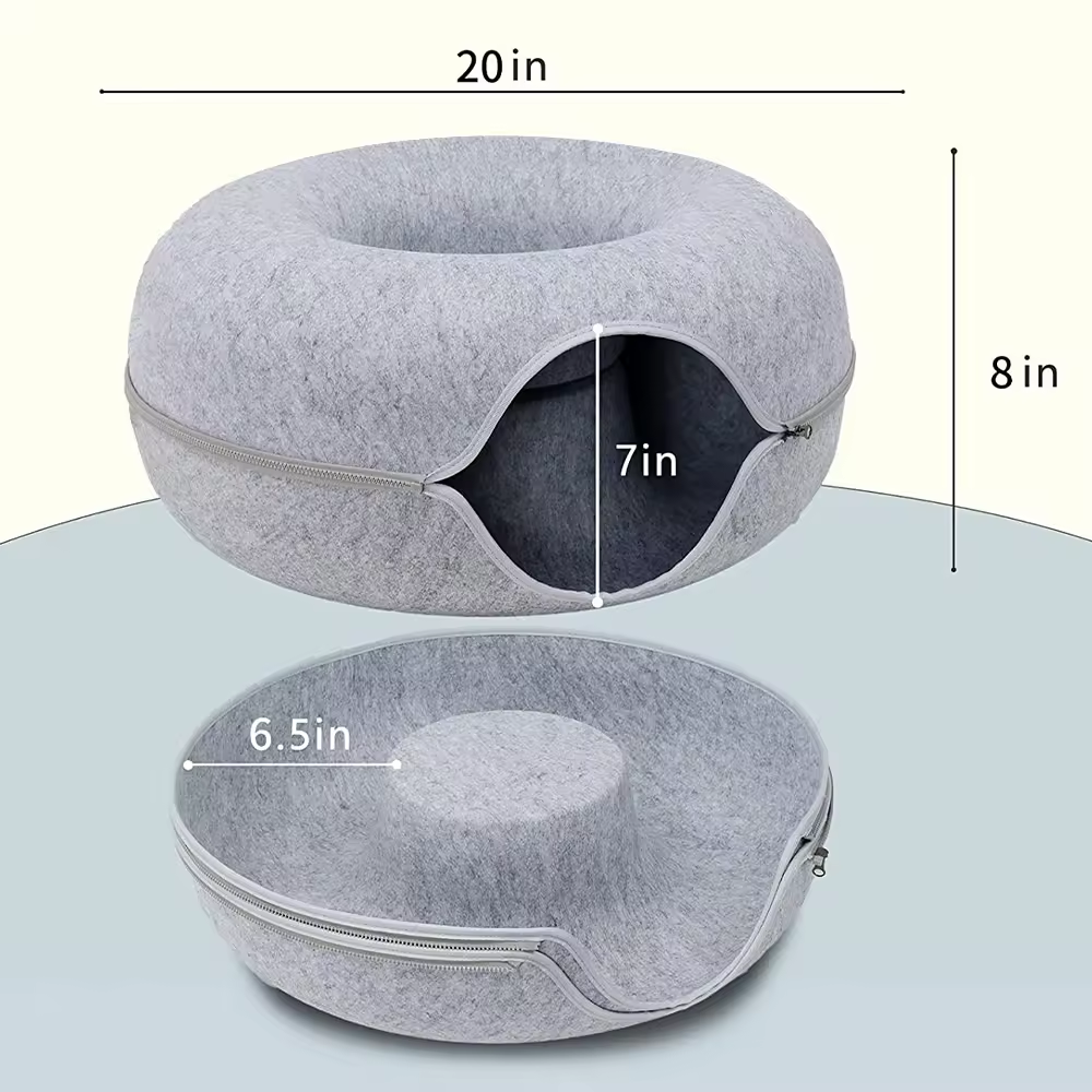 Hot Selling Pet Accessories Cat Donut Tunnel Closed Tire Shape Doughnut Felt Accesorios Para Mascotas Cat Tunnel Bed