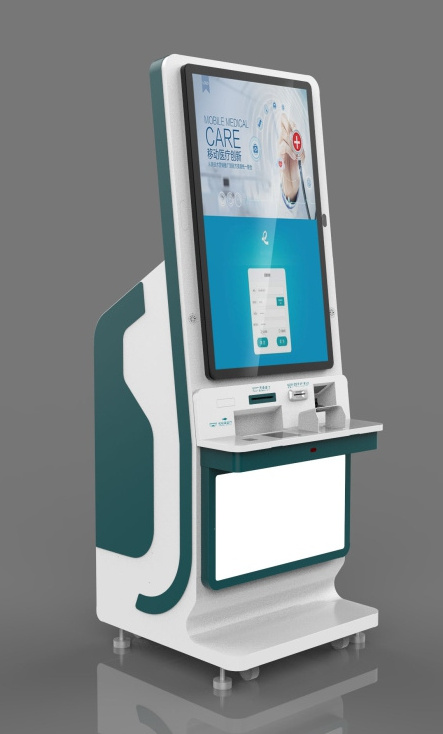 Customized 43 Inch screen kiosk free standing self service touch screen Unattended hospital printing payment kiosk