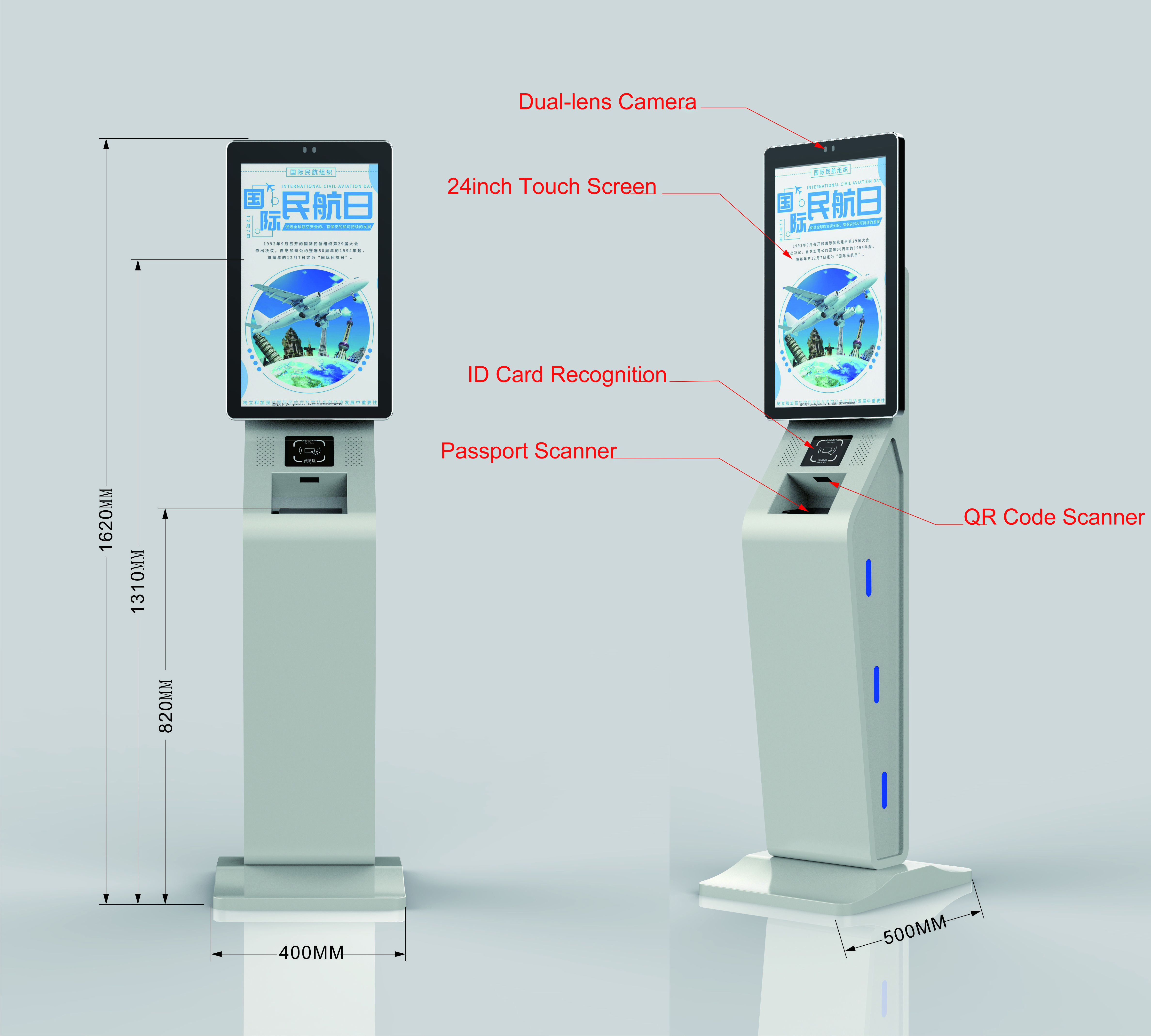 Queue Management System for Airport/Hospital/Clinic/Pharmacy with Camera Qr Scanner Guest Number Queue Management Calling Kiosk