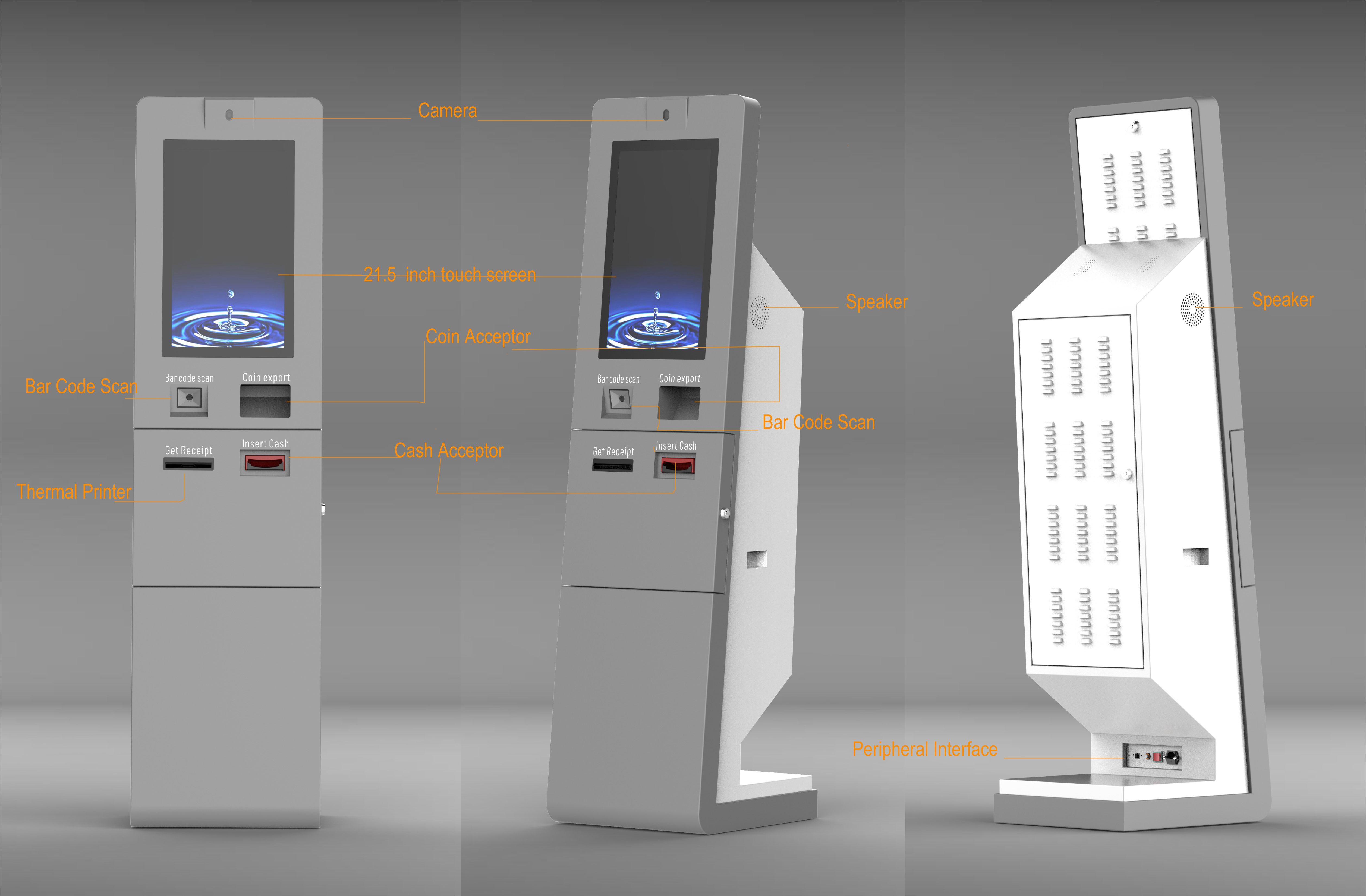 Automated Car Parking Payment System Machine 21.5 inch parking cash bill payment kiosk cash recycler machine self service kiosk