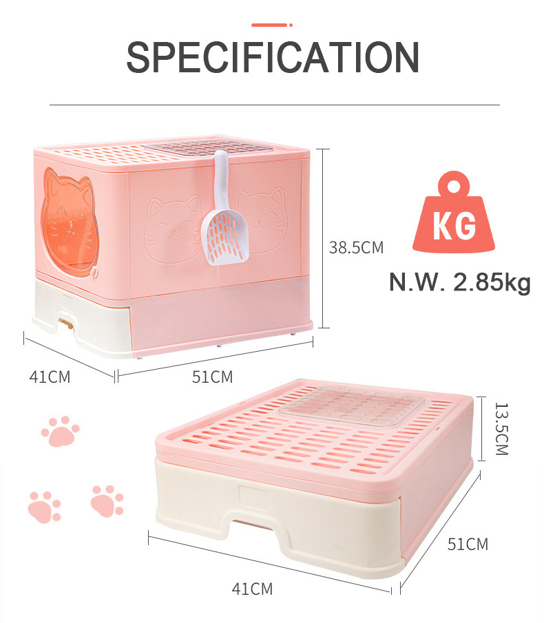 wholesale custom travel portable foldable folding enclosure closed plastic cat litter sand box