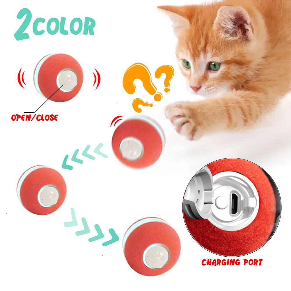 Amazon Hot Item New Design Pet Cat Toys Wicked Ball Interactive Toy Electric Automatic Companion Cat Playing Ball Mini Ball