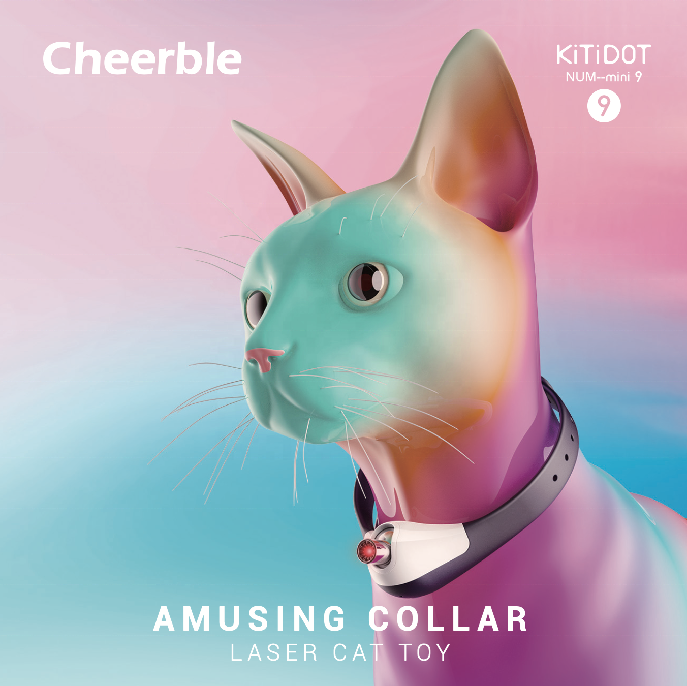 Cheerble New Product KitiDOT the amusing cat collar with laser cat toy cat laser toy