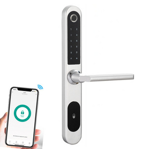 Tuya Zigbee Wifi Smart Door Lock Aluminum Sliding Smart Door Lock Rfid Card Pin Code Lock