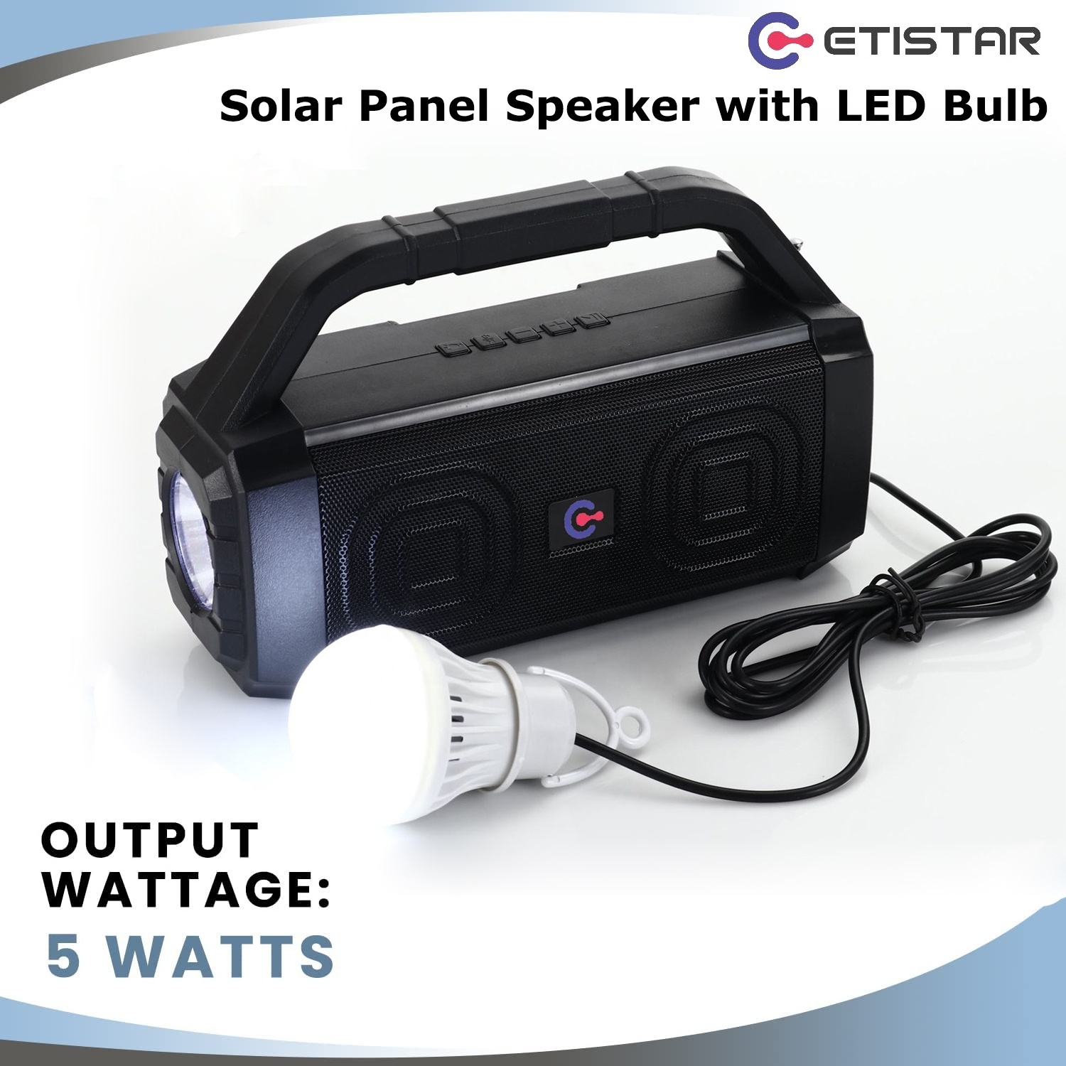 Solar Energy 5W Bluetooth Portable TWS Solar Panel Speaker with LED Bulb TF card for Outdoor Activities Mobile Phone Speakers