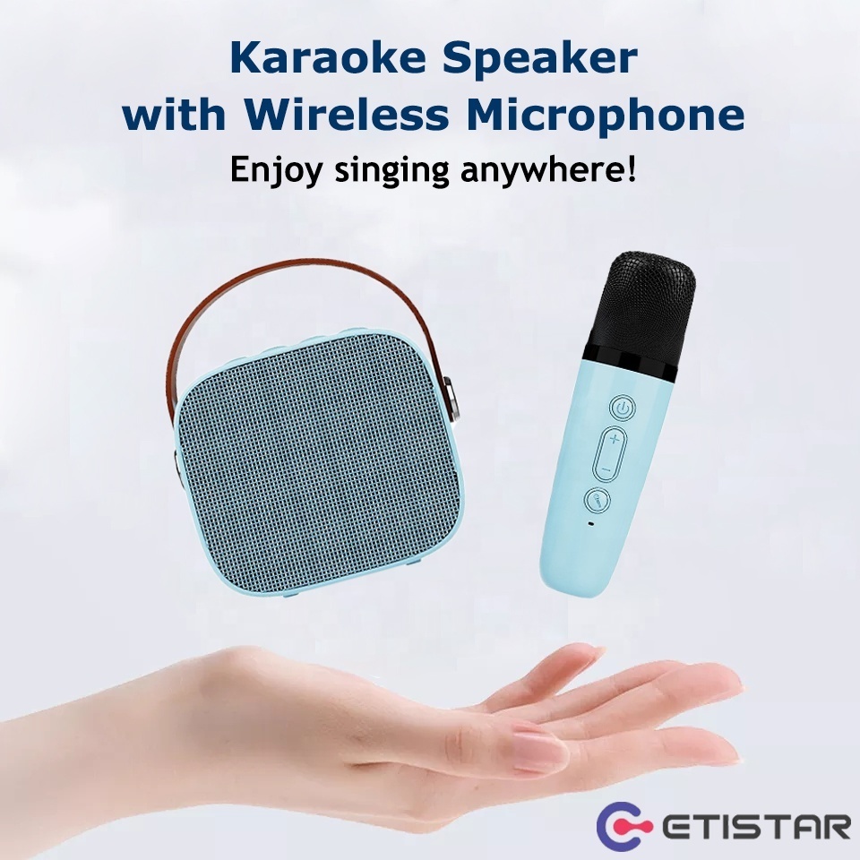 Factory Wholesale 5W Output Portable Wireless BlueTooth Karaoke Speaker with Wireless Microphone for Home Audio KTV Speakers