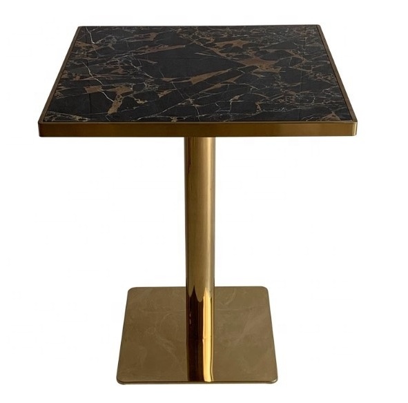 Modern Table Restaurant Luxury Stainless Steel Gold Base And square Round Real Marble Top Dining Table  with chair