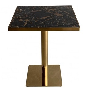 Modern Table Restaurant Luxury Stainless Steel Gold Base And square Round Real Marble Top Dining Table  with chair