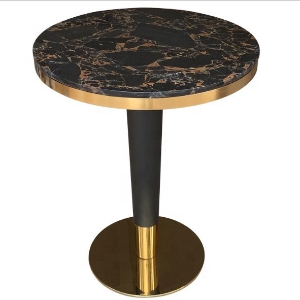 Modern Table Restaurant Luxury Stainless Steel Gold Base And square Round Real Marble Top Dining Table  with chair