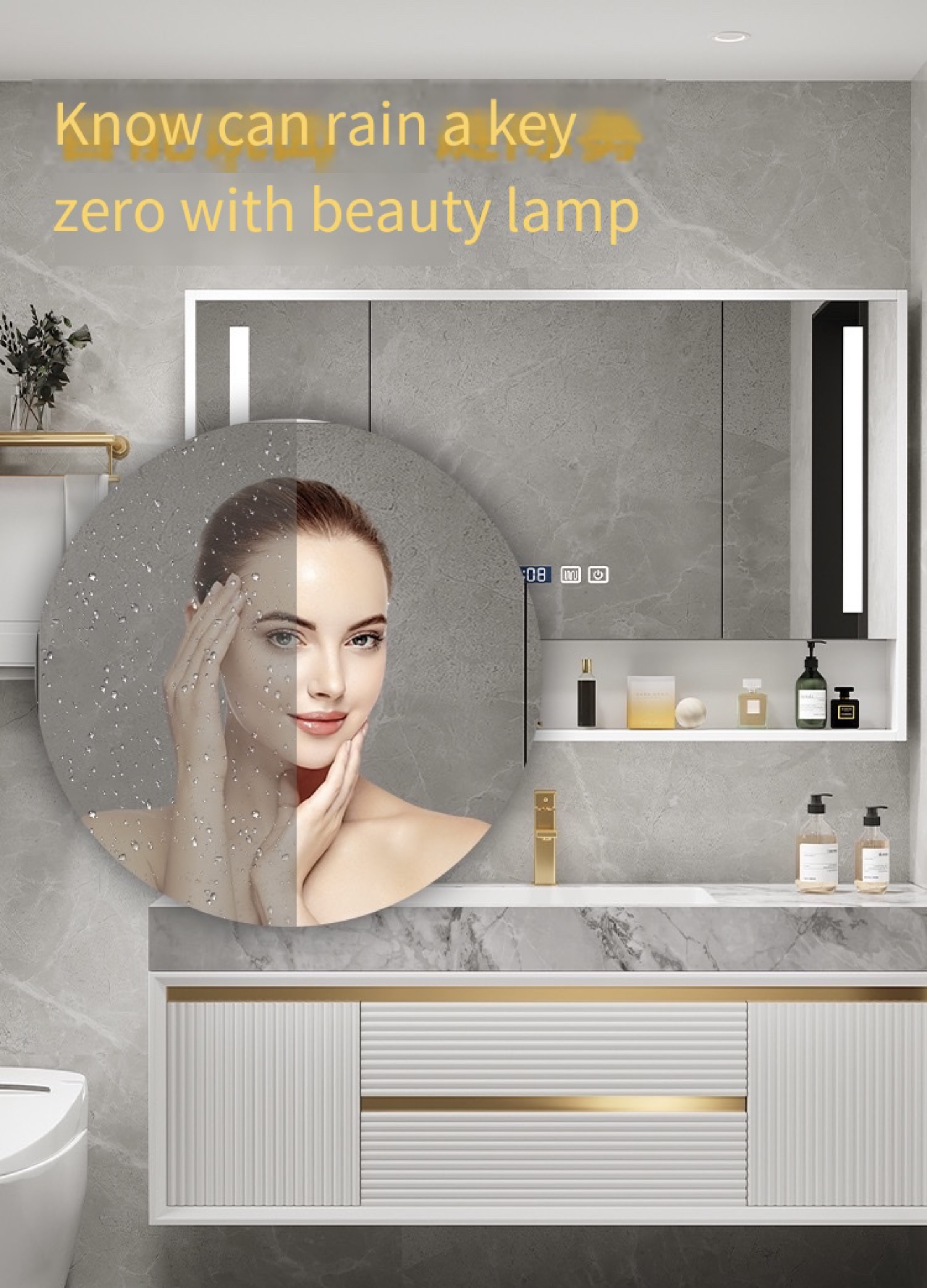 2023  Modern Luxury Solid Wood Bathroom Cabinet Vanity with LED mirror and Towel Handle