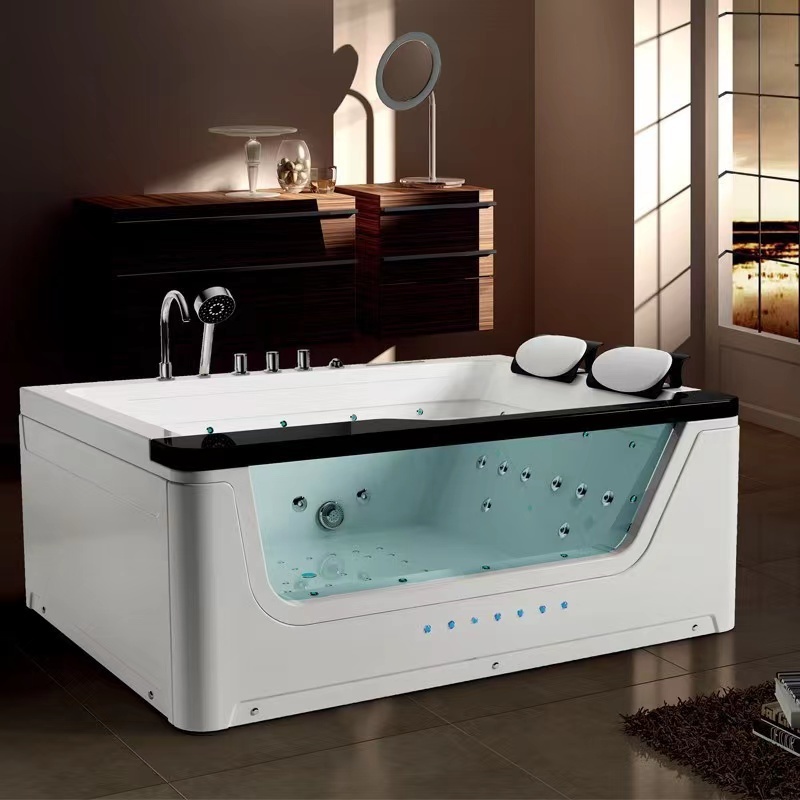 HOT acrylic indoor freestanding waterfall whirlpool spa bathtub massage hot tub pool with computer remote control