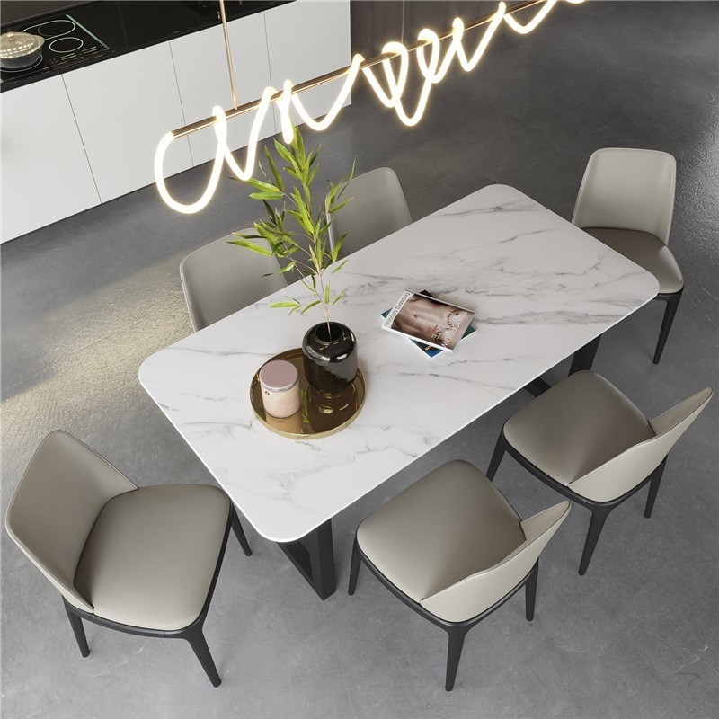 Italian modern folding extendable furniture dining table sets luxury 6 chairs ceramic marble dining table set