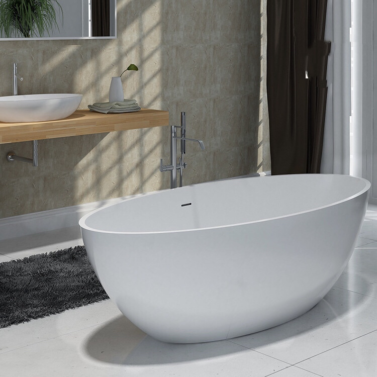 Indoor large round Japanese Soaking Tub Artificial Marble Stone Bathtub