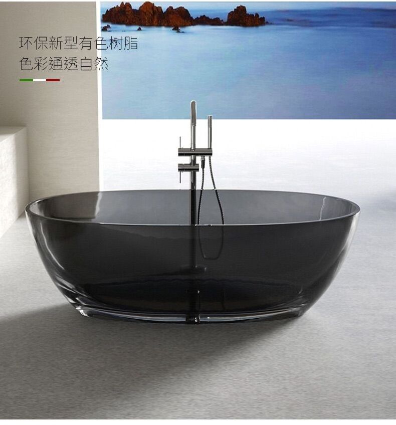 Italian Luxury Crystal Clear Resin Bath tubs Transparent Solid Surface Resin Freestanding Bathtubs