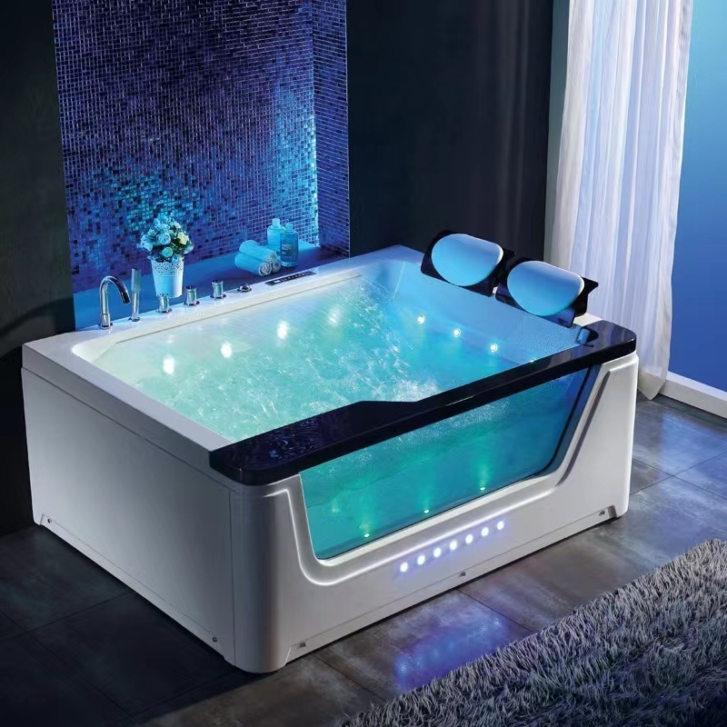 HOT acrylic indoor freestanding waterfall whirlpool spa bathtub massage hot tub pool with computer remote control