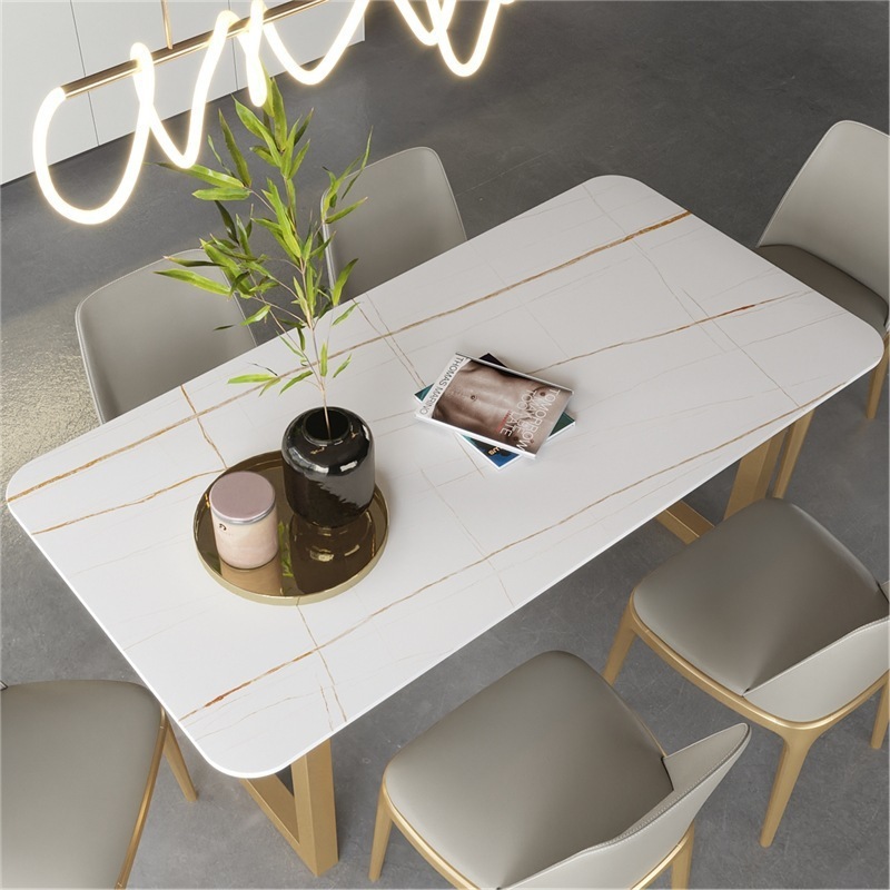 Italian modern folding extendable furniture dining table sets luxury 6 chairs ceramic marble dining table set