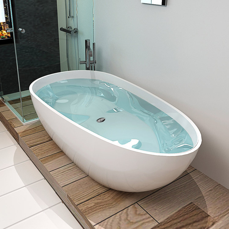 Indoor large round Japanese Soaking Tub Artificial Marble Stone Bathtub