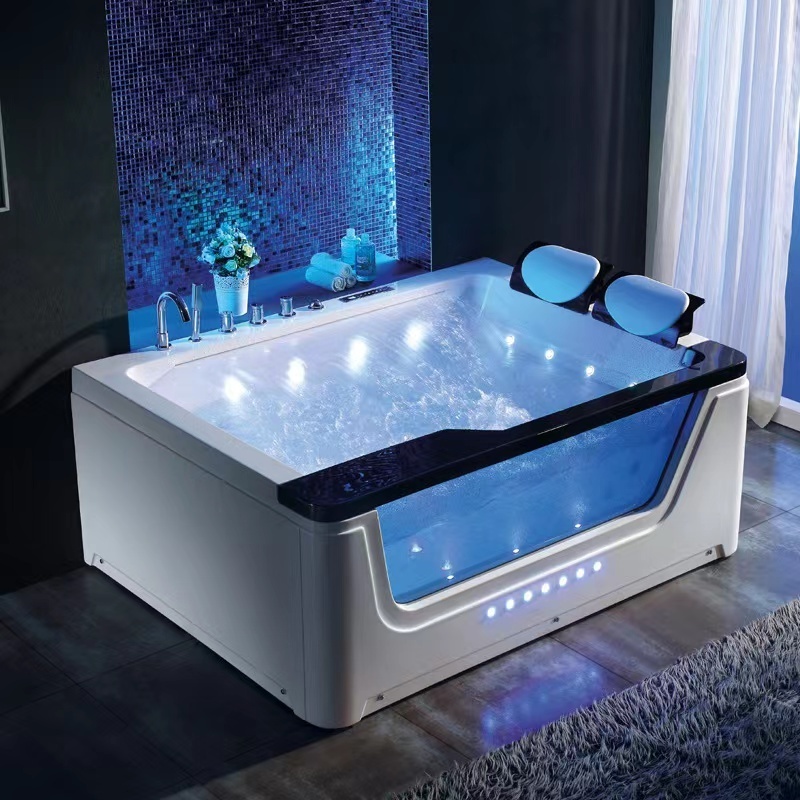 HOT acrylic indoor freestanding waterfall whirlpool spa bathtub massage hot tub pool with computer remote control