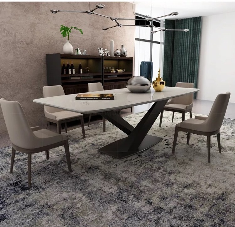 Furniture Luxury Long Dining Table for Big Family, Luxury Home Dining Room Table Furniture Set