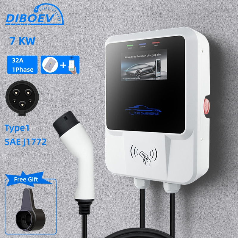 ID4 Wallbox EV Charger7kw with Wifi APP EV Charger OEM X8 IP65 Tesla Nema Gen 2 Mobile Connector Smart Adapter LEVEL 2 / Mode 2