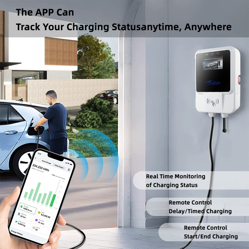 ID4 Wallbox EV Charger7kw with Wifi APP EV Charger OEM X8 IP65 Tesla Nema Gen 2 Mobile Connector Smart Adapter LEVEL 2 / Mode 2