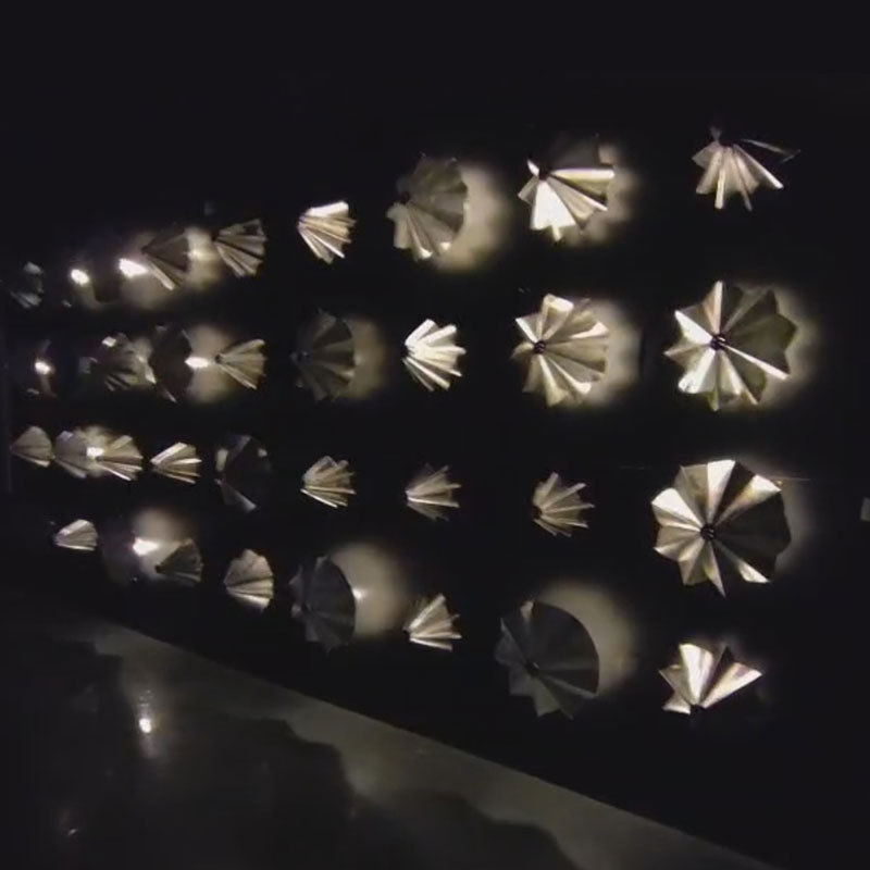 Kinetic Art Wall LED Lighting Modern Art Mechanical Flower Umbrella Wall for Exhibition Museum Mall Airport