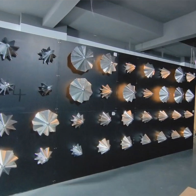 Kinetic Art Wall LED Lighting Modern Art Mechanical Flower Umbrella Wall for Exhibition Museum Mall Airport