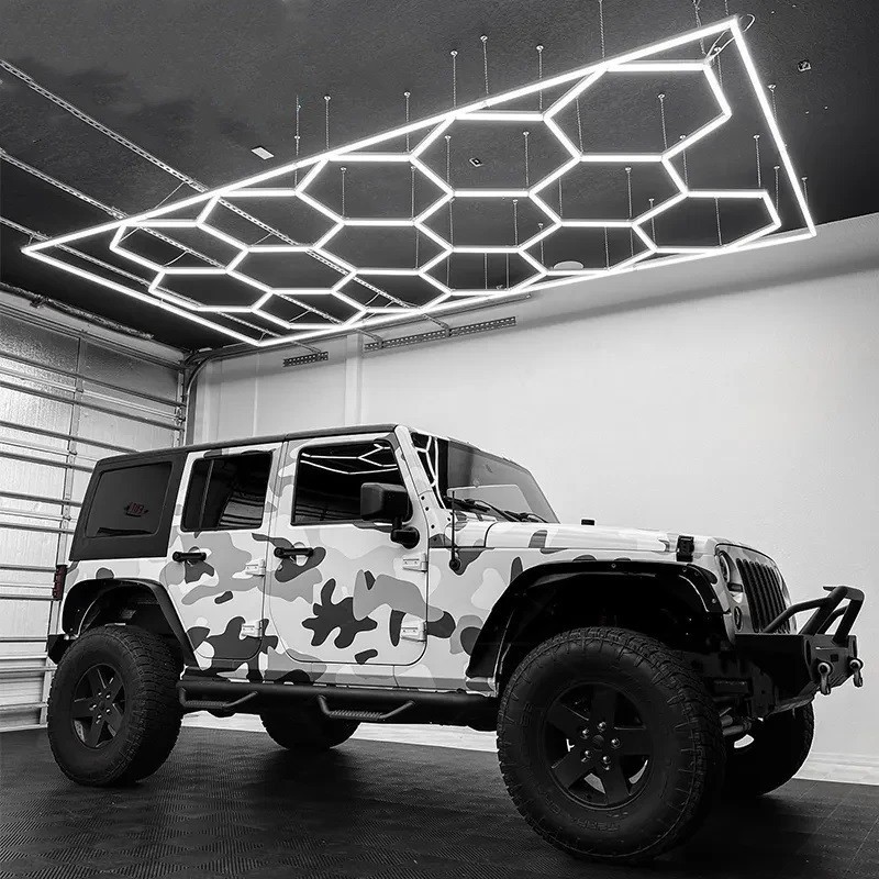 Auto Products Bar Hexagon Lighting For Wash Station Garage Ceiling Design Hexagonal Car Detailing Work Light