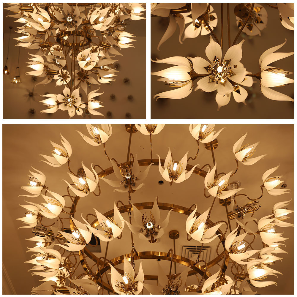 Mechanical Kinetic Flower Led Lighting Chandeliers Pendant Light Modern Luminous Lamp Lighting Living Room Hotel Color Support