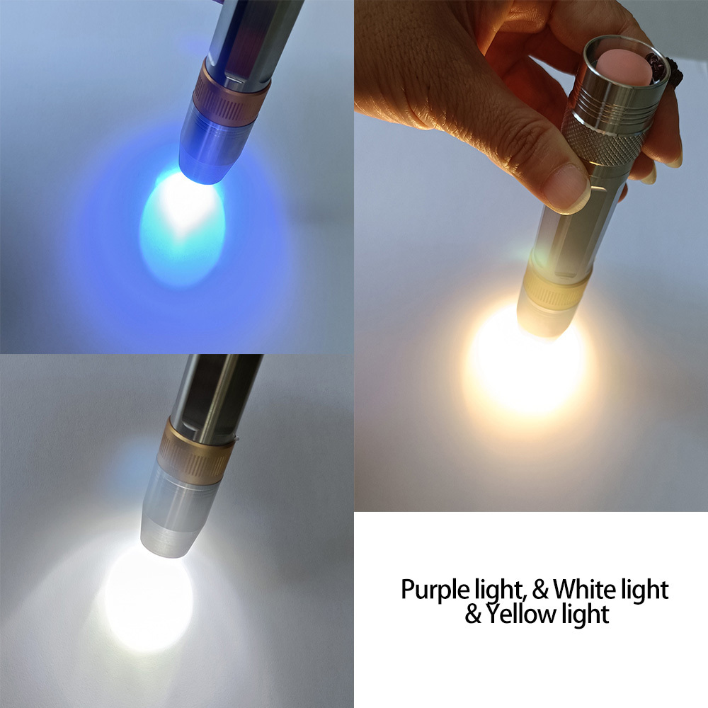 Professional White Yellow UV Three Light Mini Jade Torch Gemstone Tester Flashlight for Stone Jade Appreciation