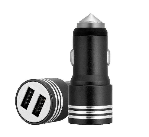 2020 Hot Car Dual USB Lighter 12V Charger Safety Hammer 2 in 1 1A 2.4A Free Shipping