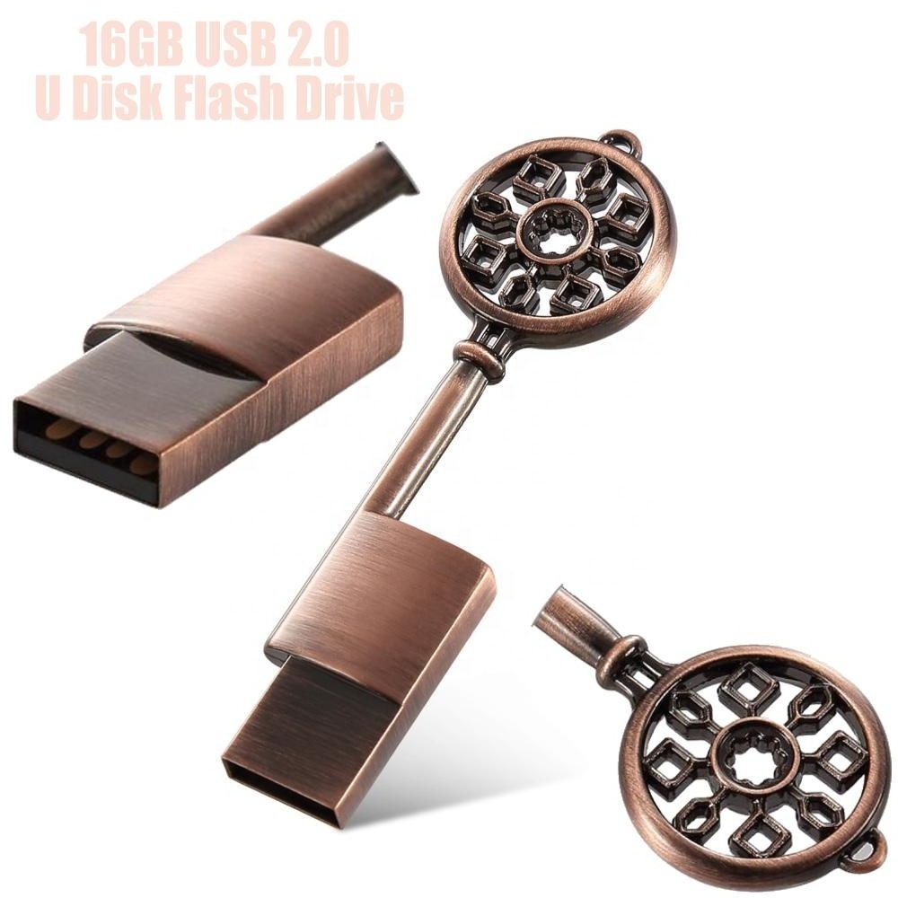 Classical Retro Key Antique Shape  metal Usb Flash Drives 8GB memorias USB Stick 64GB 128GB