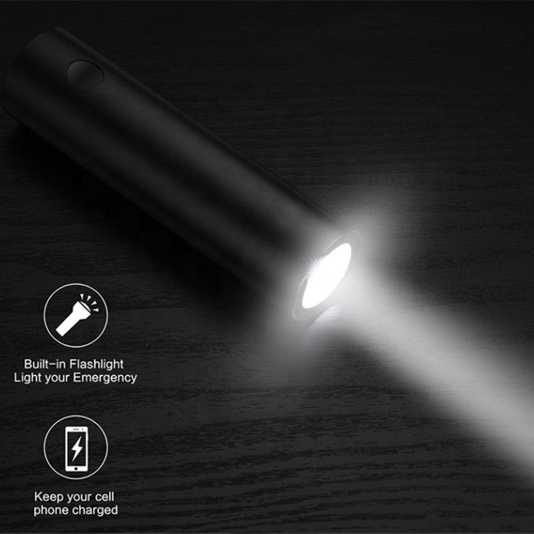 Mini 5000mah Custom Logo Powerbank wholesale smart LED flashlight torch key chain power bank