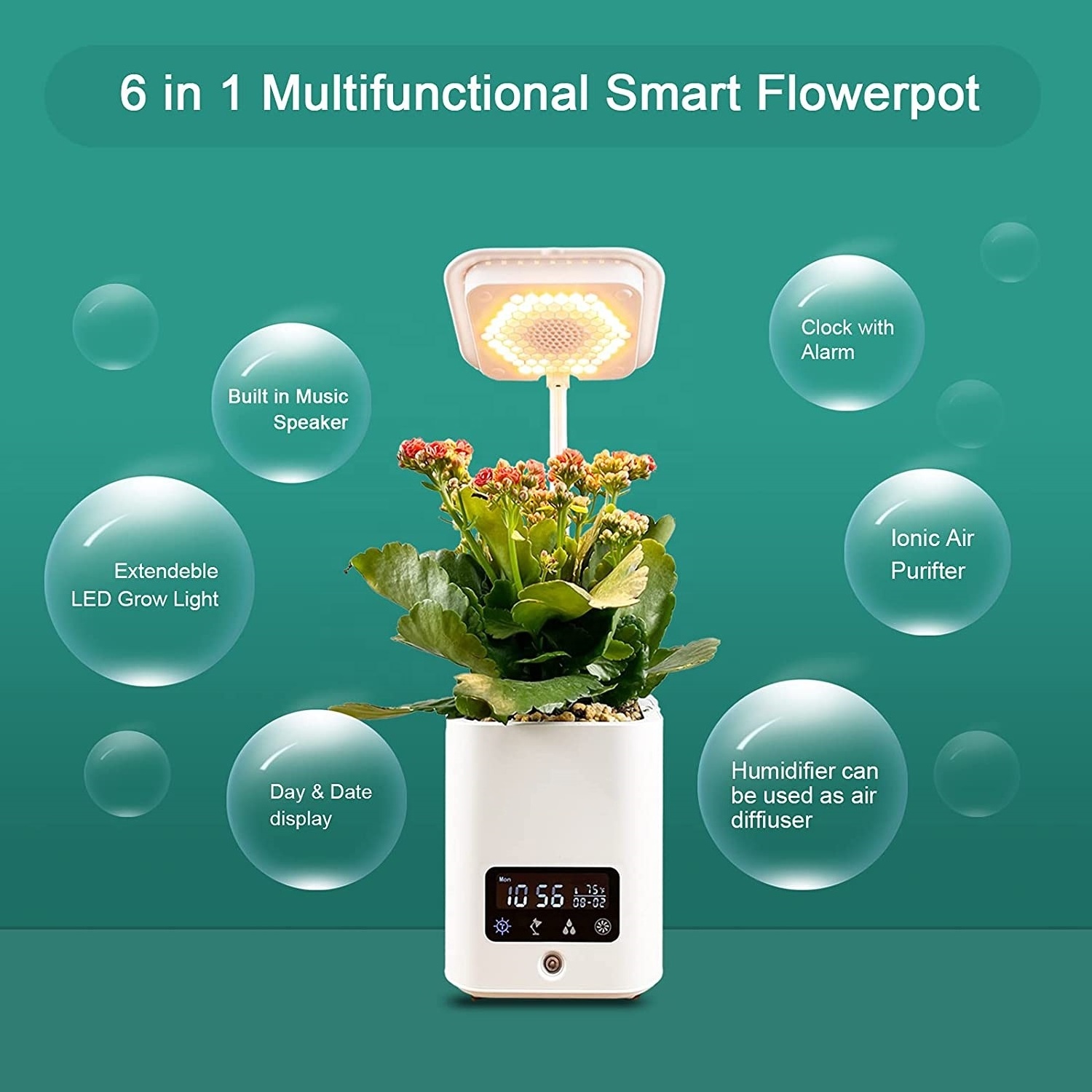 Smart Home Gadgets Desktop Self-Watering Hydroponic Herb Planter Indoor Growing System Smart Garden With Led grow Light