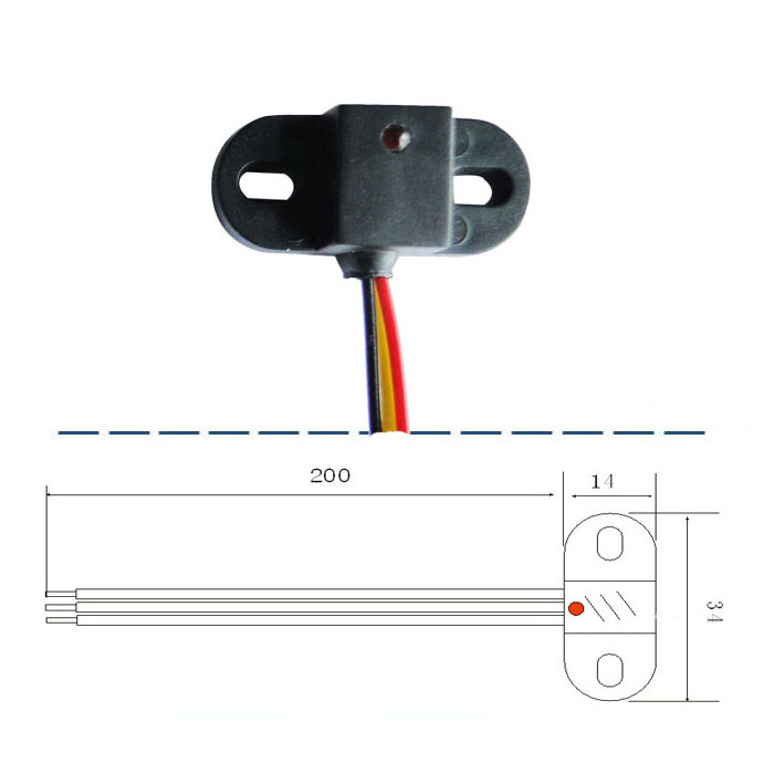 Surface Mount Small Plastic Hall Effect Sensor NPN Mini Magnetic Proximity Switch Sensor With 3 Wires FHS-U2611A