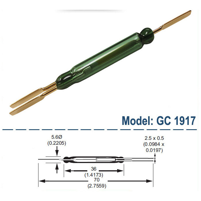 Change Over / Normally Closed 14mm Glass Reed Switch RI-90