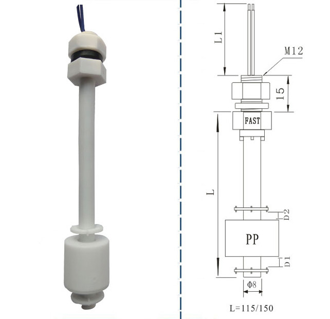 80mm - 200mm Water Level Float Switch / Water Tank Level Sensor With 2 Wires