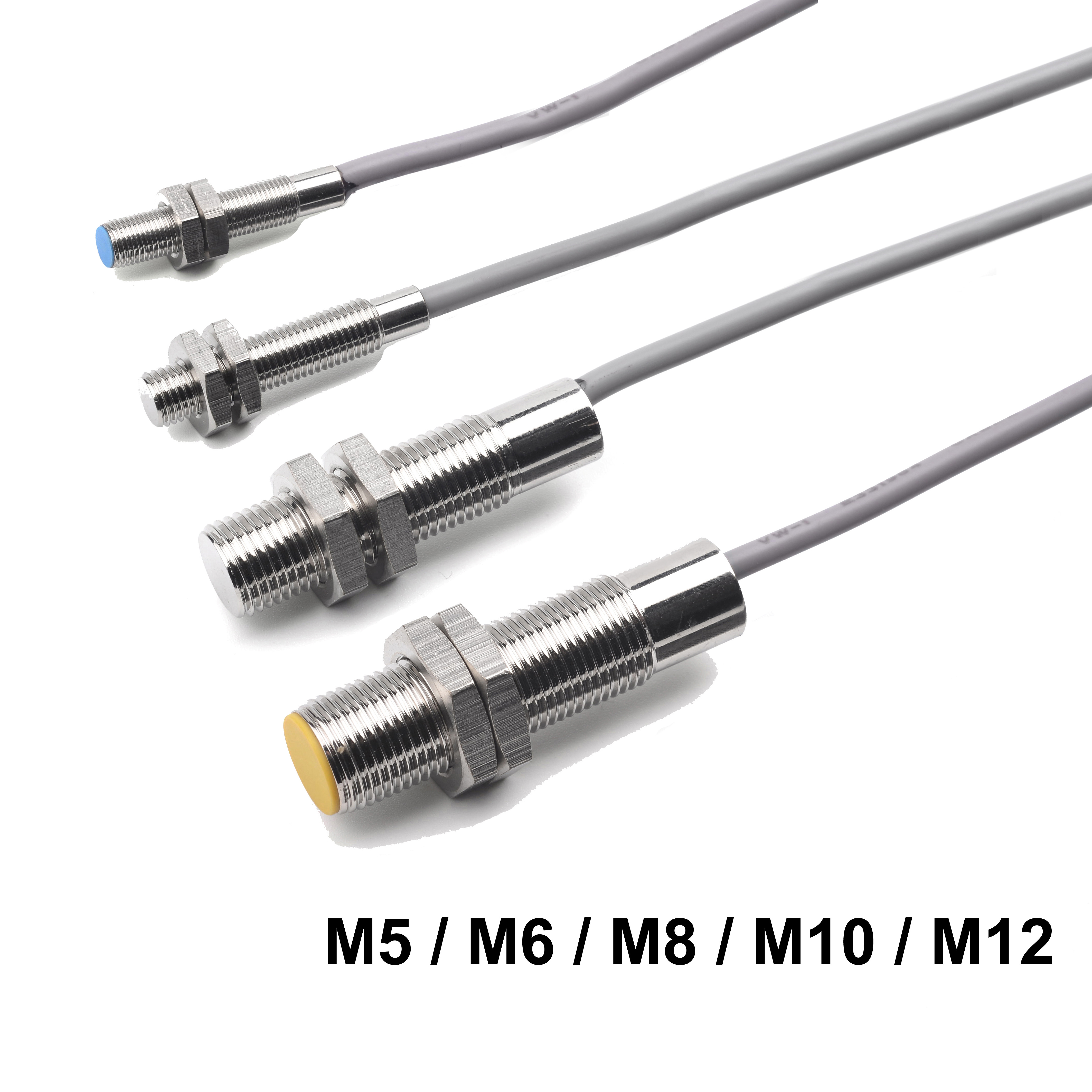 Factory M5 M6 M8 M10 M12 Thread Metal Reed Switch Sensors Nut Mount Magnetic Reed Contact Proximity Sensor Switches With Cable