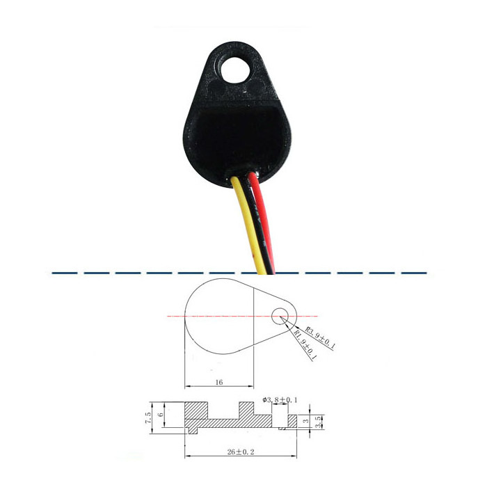 Surface Mount Small Plastic Hall Effect Sensor NPN Mini Magnetic Proximity Switch Sensor With 3 Wires FHS-U2611A