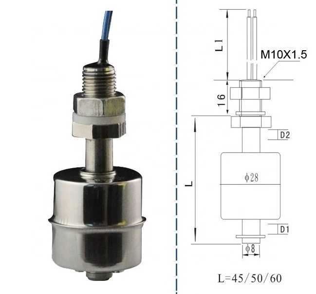 Vertical mounted stainless steel water tank level magnetic ball level float switch