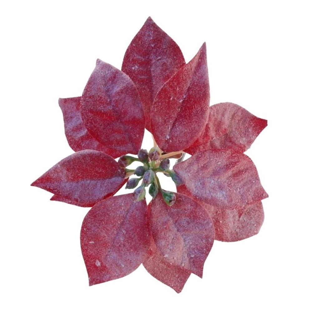 Flowers Decoration Artificial Glitter Product Decorations Supplies Snow Bushes Spray Cyathia Poinsettia Flower Christmas