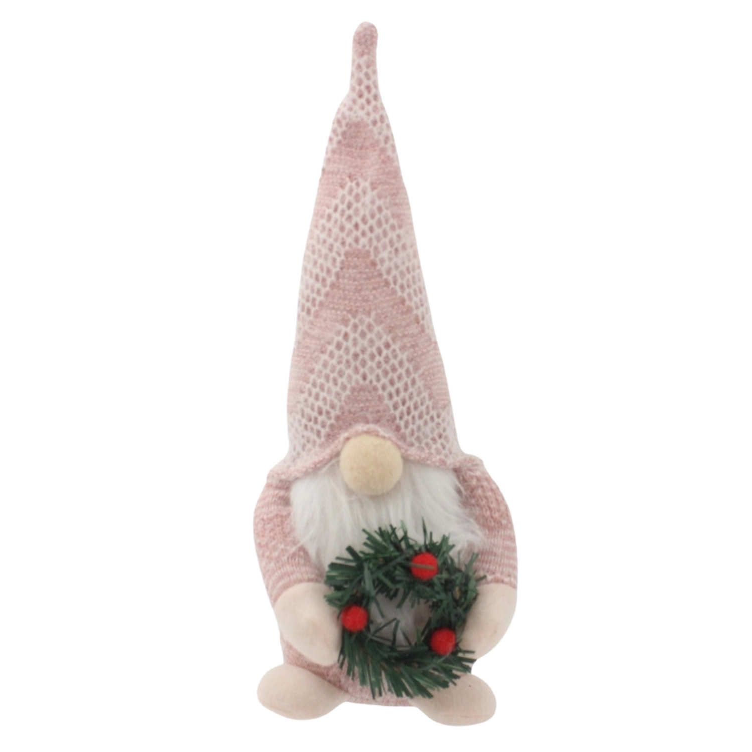 Christmas Decorations Long Beard Faceless Old Man with Mini Pine Wreath Plush Doll Gnome Ornaments Pink Christmas Decorations