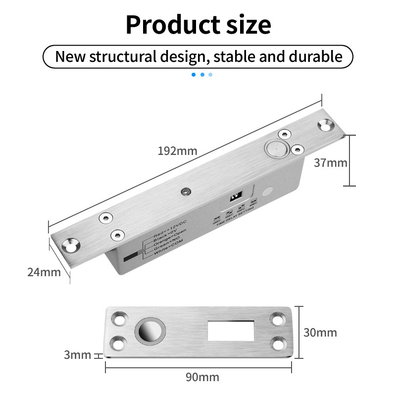 160D electric dead drop bolt door lock dc12v smart 3s delay time fail secure with door state detection